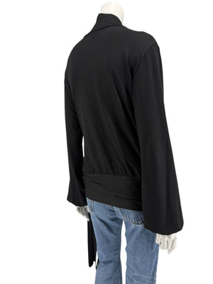 Rena Lange Black Tie-Waist Turtleneck Top – Size L