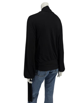Rena Lange Black Tie-Waist Turtleneck Top – Size L