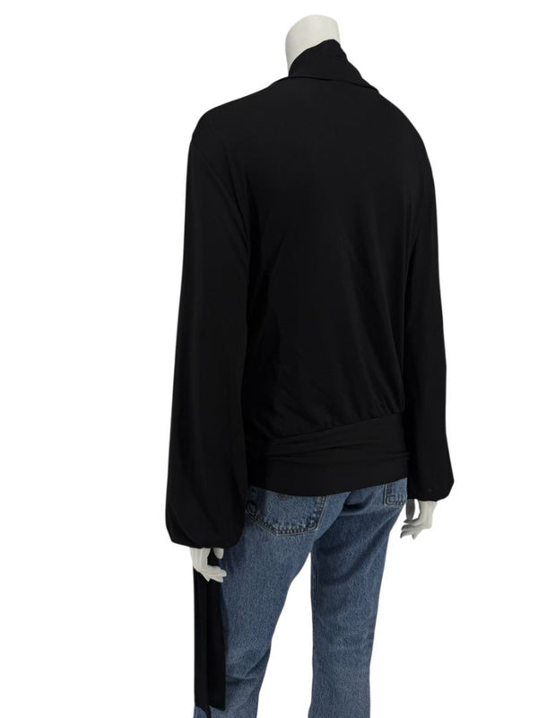 Rena Lange Black Tie-Waist Turtleneck Top – Size L