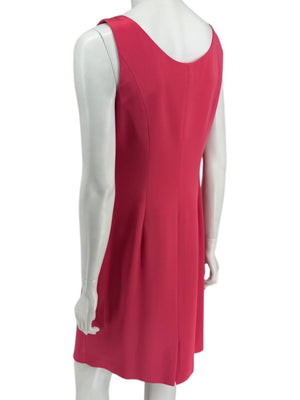 Kay Unger New York Coral Silk Embellished Shoulder Shift Dress – Size 8