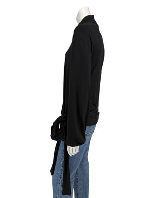 Rena Lange Black Tie-Waist Turtleneck Top – Size L