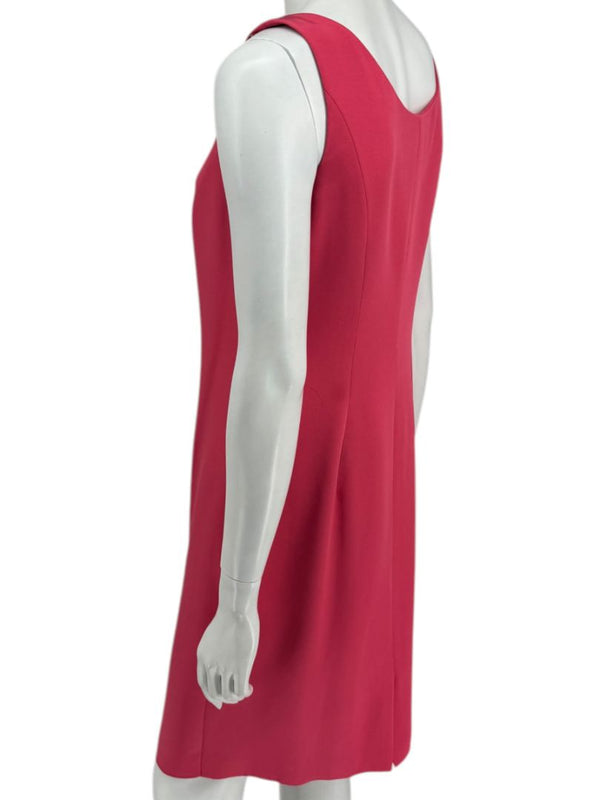 Kay Unger New York Coral Silk Embellished Shoulder Shift Dress – Size 8