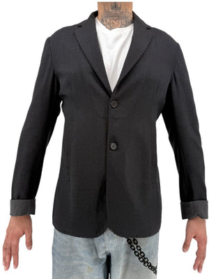 Jil Sander Men's Charcoal Grey Crepe Wool 3 Button Blazer Jacket Size 52