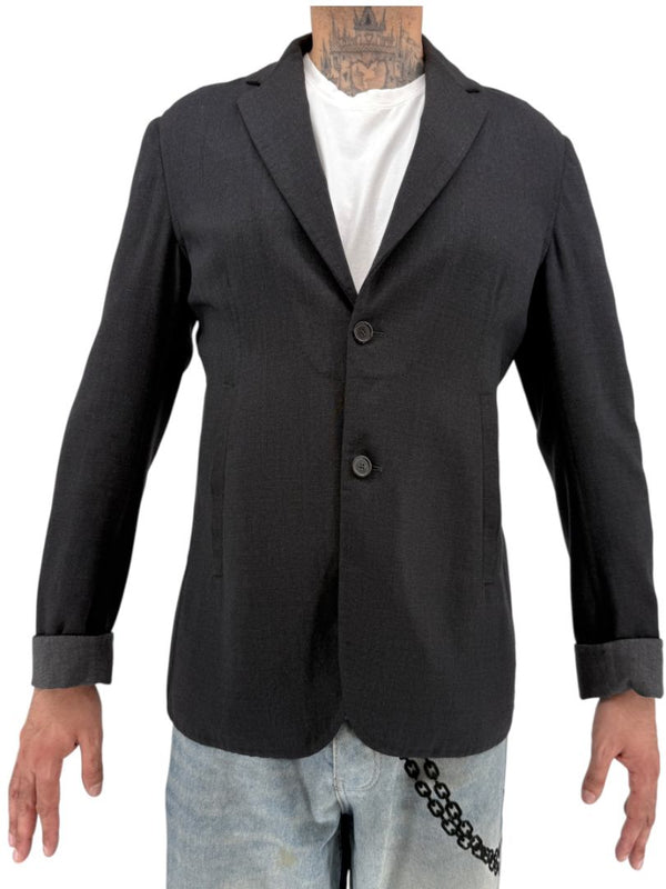 Jil Sander Men's Charcoal Grey Crepe Wool 3 Button Blazer Jacket Size 52