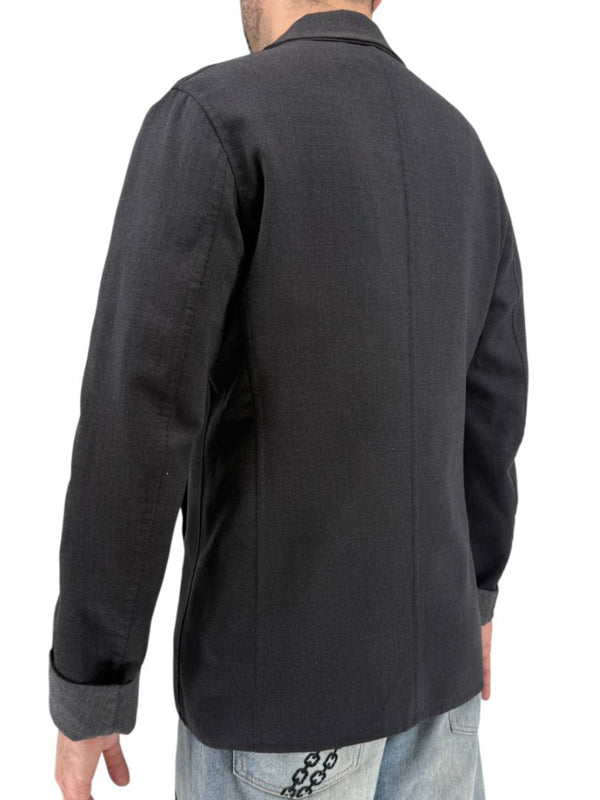 Jil Sander Men's Charcoal Grey Crepe Wool 3 Button Blazer Jacket Size 52
