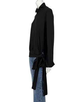 Rena Lange Black Tie-Waist Turtleneck Top – Size L
