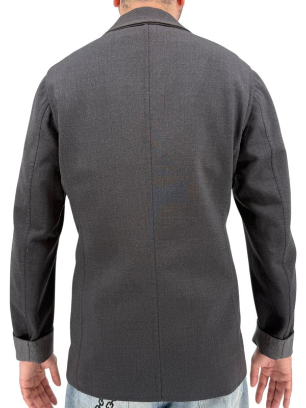 Jil Sander Men's Charcoal Grey Crepe Wool 3 Button Blazer Jacket Size 52