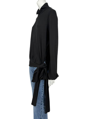 Rena Lange Black Tie-Waist Turtleneck Top – Size L