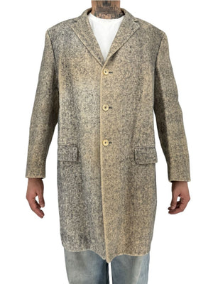 Jil Sander Men's 100% Silk Tweed Textured Grey 3 Button Overcoat Size 52