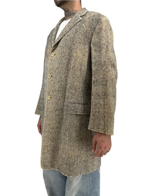 Jil Sander Men's 100% Silk Tweed Textured Grey 3 Button Overcoat Size 52