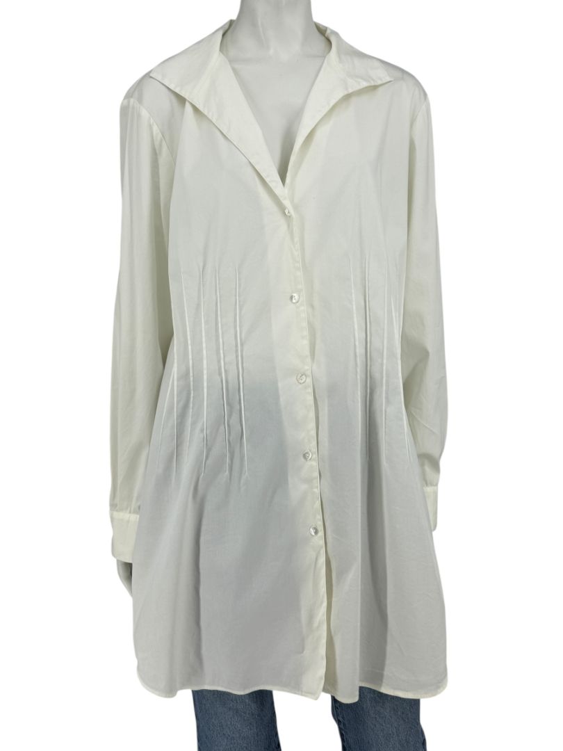 Lafayette 148 New York Ivory Pintuck Cotton Shirt Dress / Tunic – Size 14