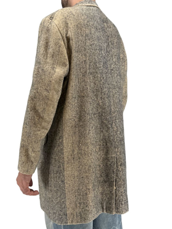 Jil Sander Men's 100% Silk Tweed Textured Grey 3 Button Overcoat Size 52