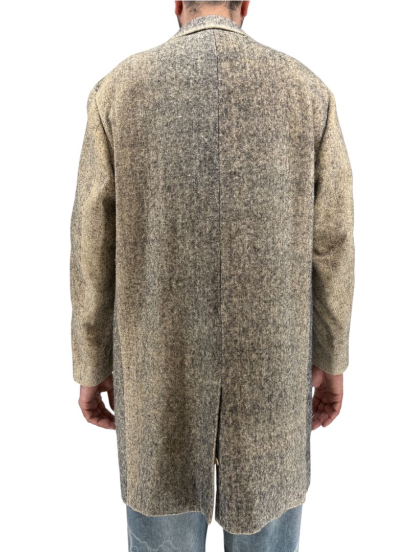 Jil Sander Men's 100% Silk Tweed Textured Grey 3 Button Overcoat Size 52