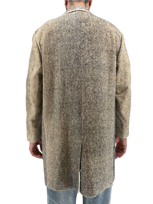 Jil Sander Men's 100% Silk Tweed Textured Grey 3 Button Overcoat Size 52