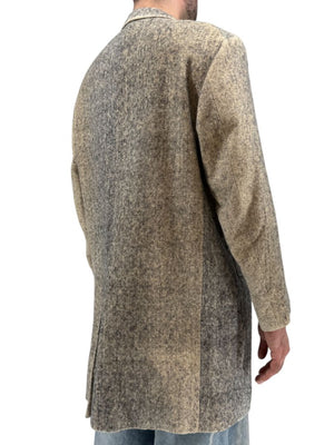 Jil Sander Men's 100% Silk Tweed Textured Grey 3 Button Overcoat Size 52
