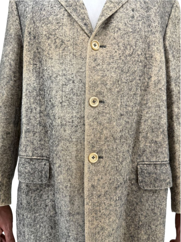 Jil Sander Men's 100% Silk Tweed Textured Grey 3 Button Overcoat Size 52