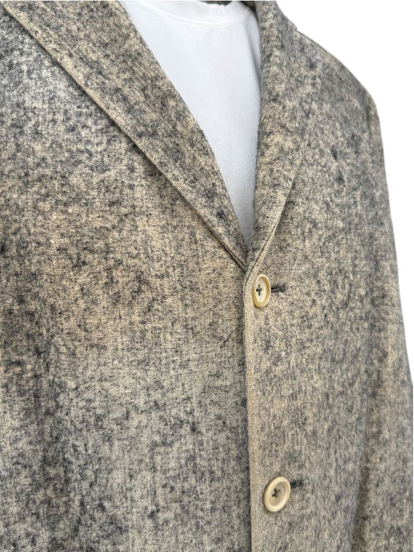 Jil Sander Men's 100% Silk Tweed Textured Grey 3 Button Overcoat Size 52