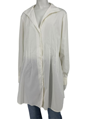 Lafayette 148 New York Ivory Pintuck Cotton Shirt Dress / Tunic – Size 14