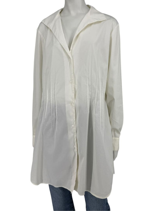 Lafayette 148 New York Ivory Pintuck Cotton Shirt Dress / Tunic – Size 14