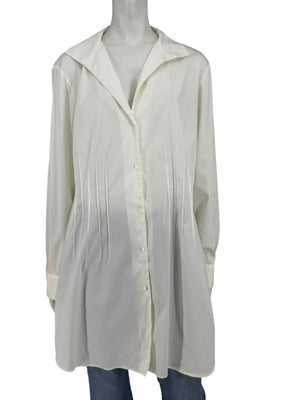 Lafayette 148 New York Ivory Pintuck Cotton Shirt Dress / Tunic – Size 14