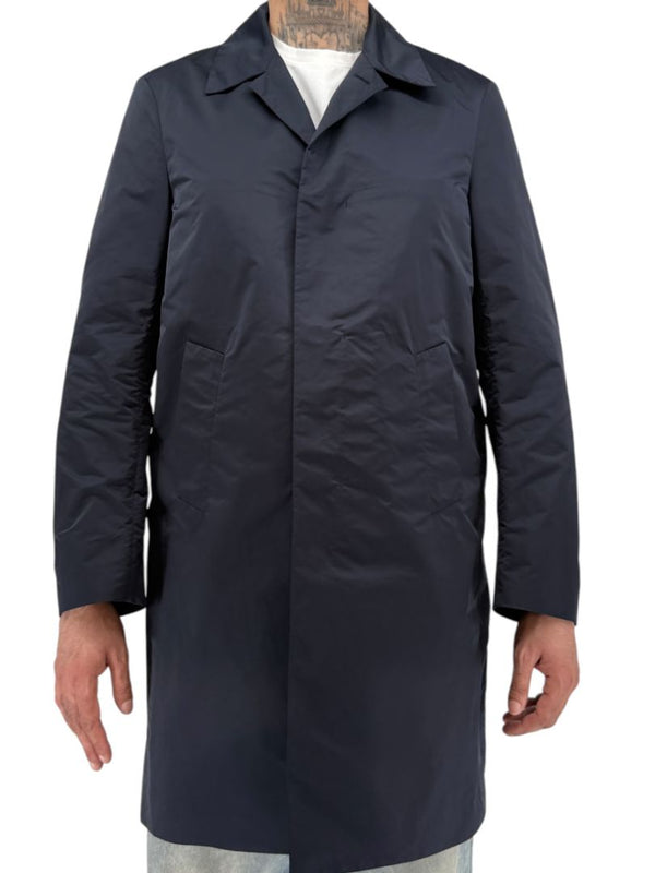 Jil Sander Mens Navy Technical Polyester Mac Coat Jacket Italy Size 50