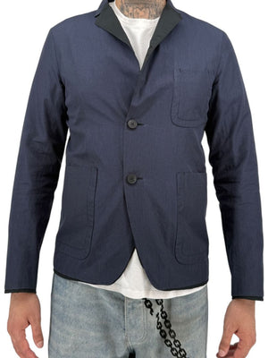 Jil Sander Men's Reversible Techno Cotton Taffeta Blazer Jacket Navy Black 50