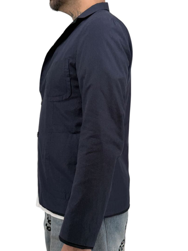 Jil Sander Men's Reversible Techno Cotton Taffeta Blazer Jacket Navy Black 50