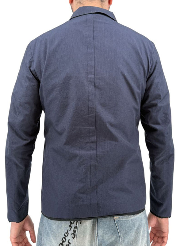 Jil Sander Men's Reversible Techno Cotton Taffeta Blazer Jacket Navy Black 50