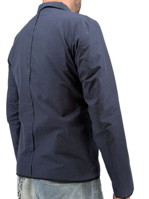 Jil Sander Men's Reversible Techno Cotton Taffeta Blazer Jacket Navy Black 50