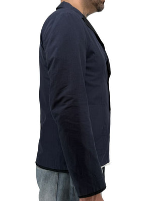 Jil Sander Men's Reversible Techno Cotton Taffeta Blazer Jacket Navy Black 50