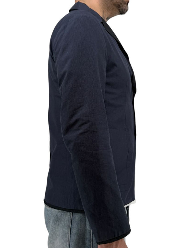 Jil Sander Men's Reversible Techno Cotton Taffeta Blazer Jacket Navy Black 50