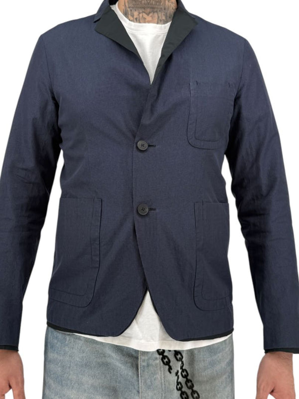 Jil Sander Men's Reversible Techno Cotton Taffeta Blazer Jacket Navy Black 50