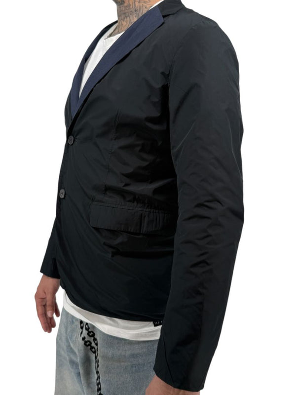 Jil Sander Men's Reversible Techno Cotton Taffeta Blazer Jacket Navy Black 50