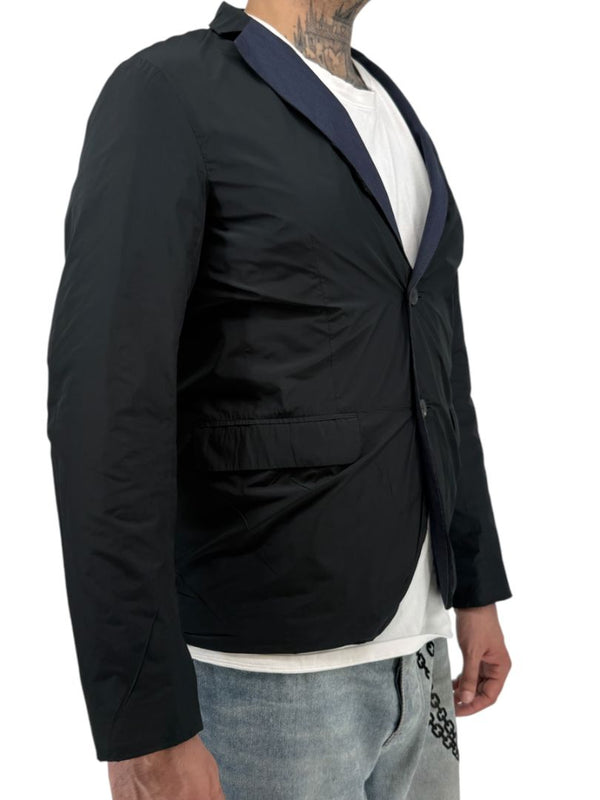 Jil Sander Men's Reversible Techno Cotton Taffeta Blazer Jacket Navy Black 50