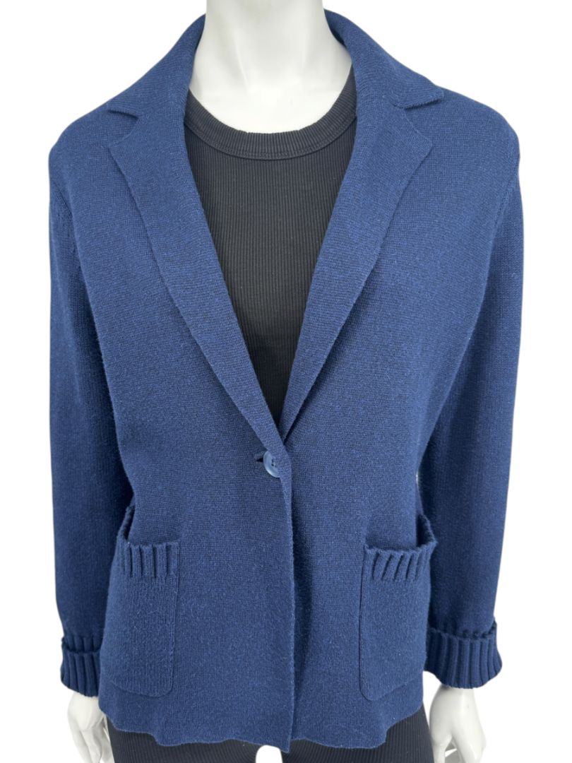 Kinross Navy Cotton Knit Blazer Cardigan – Size M