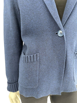 Kinross Navy Cotton Knit Blazer Cardigan – Size M