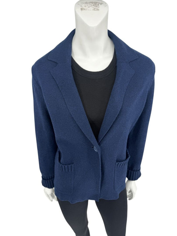 Kinross Navy Cotton Knit Blazer Cardigan – Size M