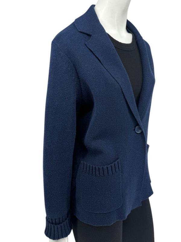 Kinross Navy Cotton Knit Blazer Cardigan – Size M