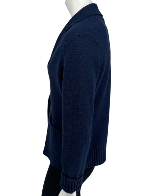 Kinross Navy Cotton Knit Blazer Cardigan – Size M