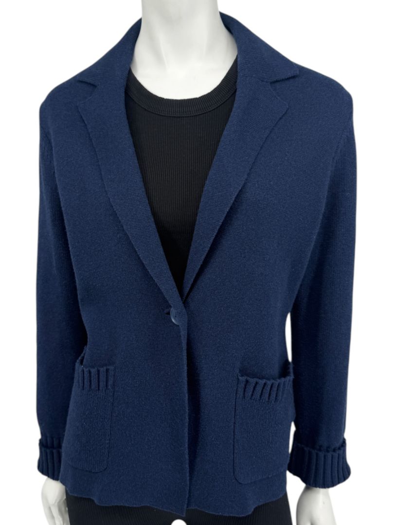 Kinross Navy Cotton Knit Blazer Cardigan – Size M