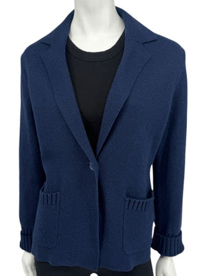 Kinross Navy Cotton Knit Blazer Cardigan – Size M