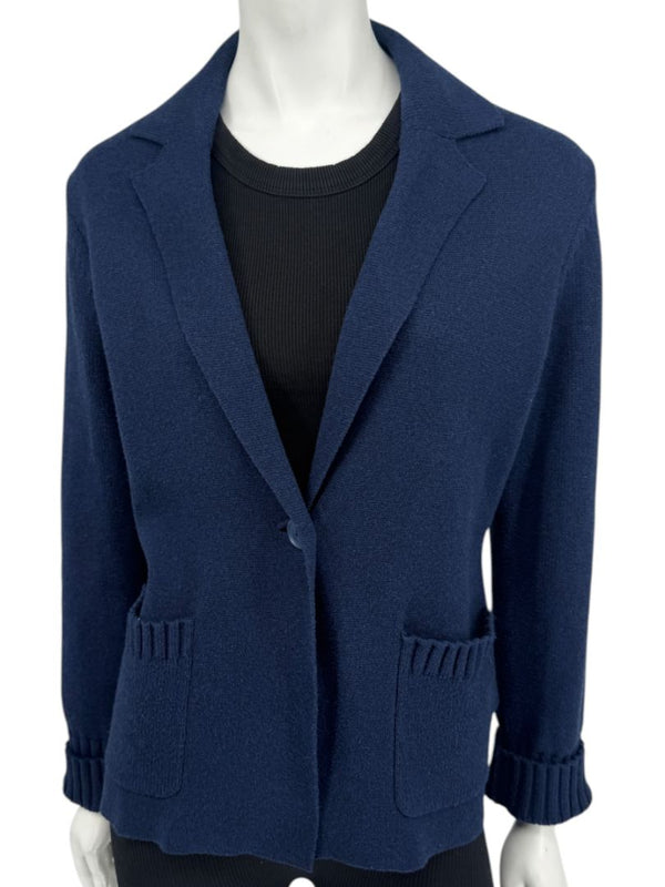 Kinross Navy Cotton Knit Blazer Cardigan – Size M