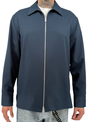 Jil Sander Men's Navy Blue Zip Front Shirt Jacket Blouson Made Italy Size 41