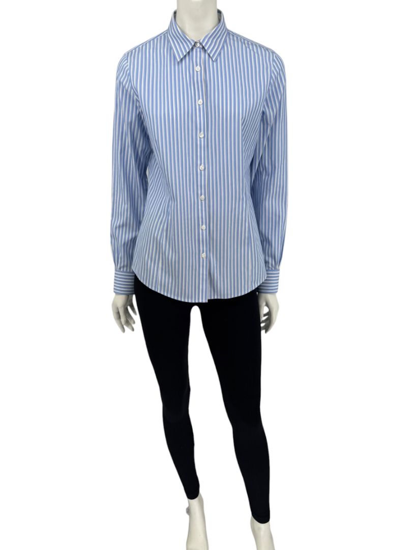 Brooks Brothers Blue & White Striped Tailored Fit Button-Down Shirt – Size 6