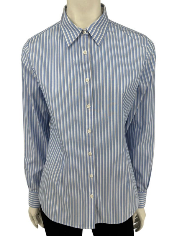 Brooks Brothers Blue & White Striped Tailored Fit Button-Down Shirt – Size 6