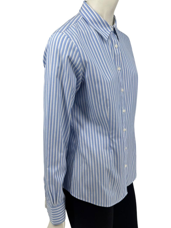 Brooks Brothers Blue & White Striped Tailored Fit Button-Down Shirt – Size 6