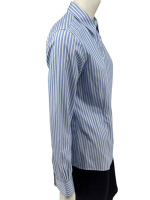 Brooks Brothers Blue & White Striped Tailored Fit Button-Down Shirt – Size 6