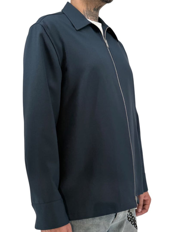 Jil Sander Men's Navy Blue Zip Front Shirt Jacket Blouson Made Italy Size 41
