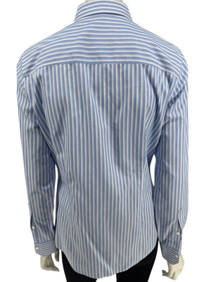 Brooks Brothers Blue & White Striped Tailored Fit Button-Down Shirt – Size 6