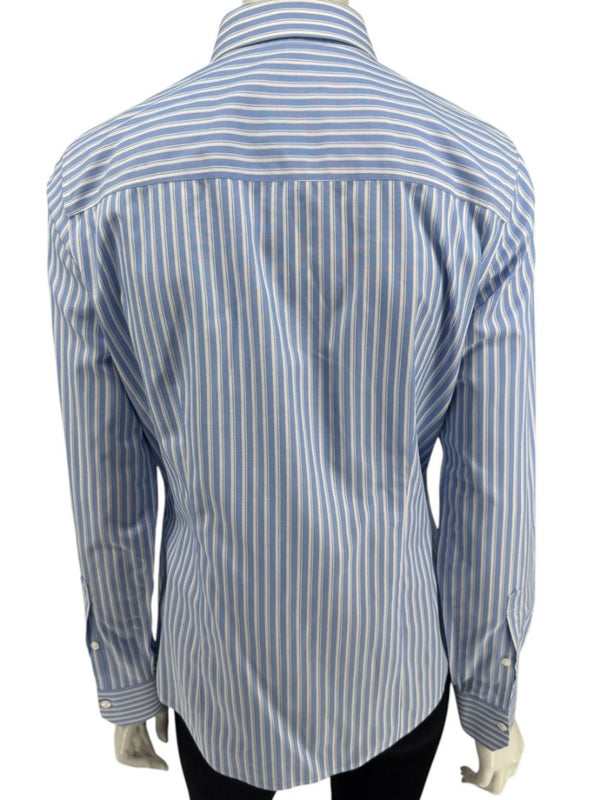 Brooks Brothers Blue & White Striped Tailored Fit Button-Down Shirt – Size 6